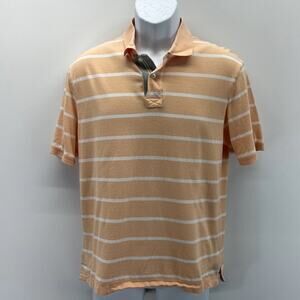 Roundtree & Yorke Classics Polo Short Sleeve Shirt Men’s Striped Orange White